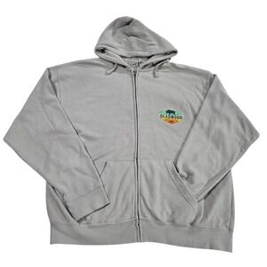 Deadwood Hoodie Jacket Mens Gray Graphic Print L Full Zip Kangaroo Pockets
